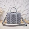 Dior Latest Collection Men's Briefcase/Handbag - Hit the Road Series, Grey CD Diamond Canvas with Signature Nylon Jacquard Straps