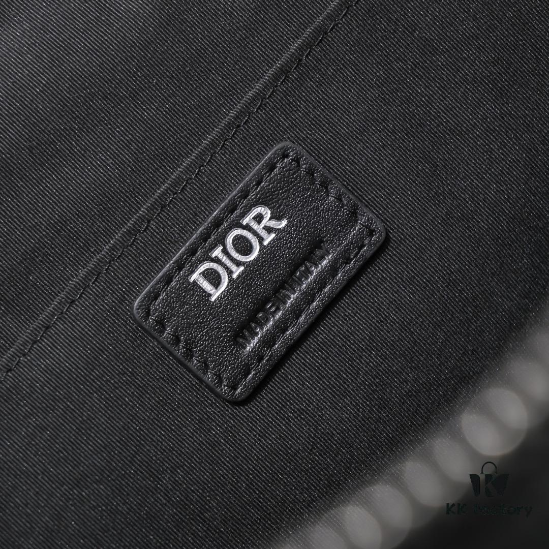 Dior Latest Men's Briefcase/Handbag from Official Counter - Hit the Road Series, Black CD Diamond Canvas with Signature Straps, Spacious Design, Model D8009