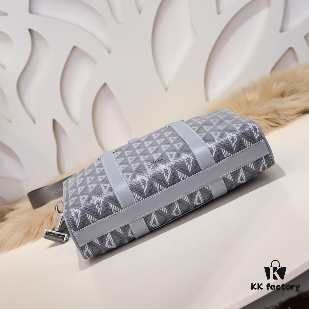 Dior Latest Collection Men's Briefcase/Handbag - Hit the Road Series, Grey CD Diamond Canvas with Signature Nylon Jacquard Straps