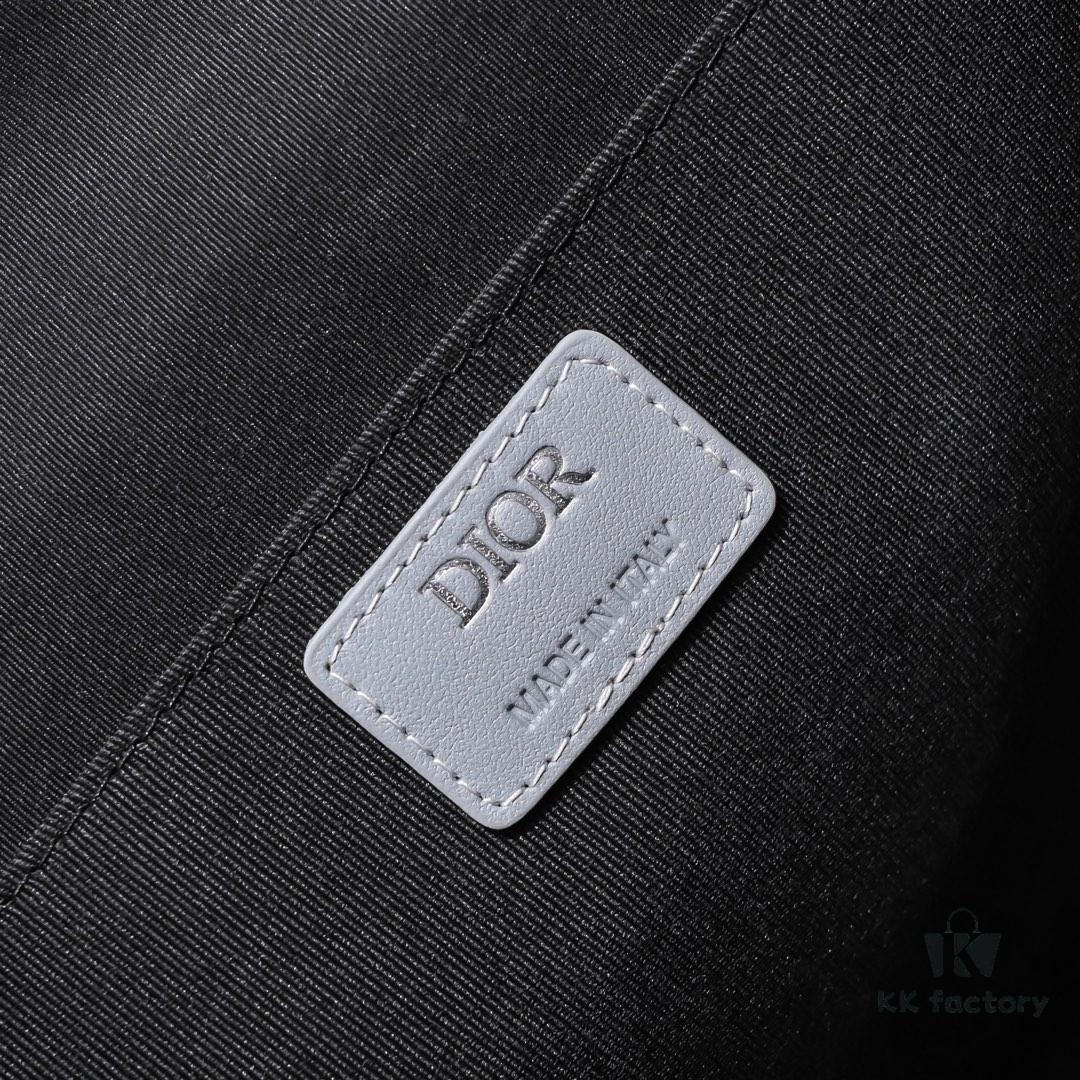 Dior Latest Collection Men's Briefcase/Handbag - Hit the Road Series, Grey CD Diamond Canvas with Signature Nylon Jacquard Straps