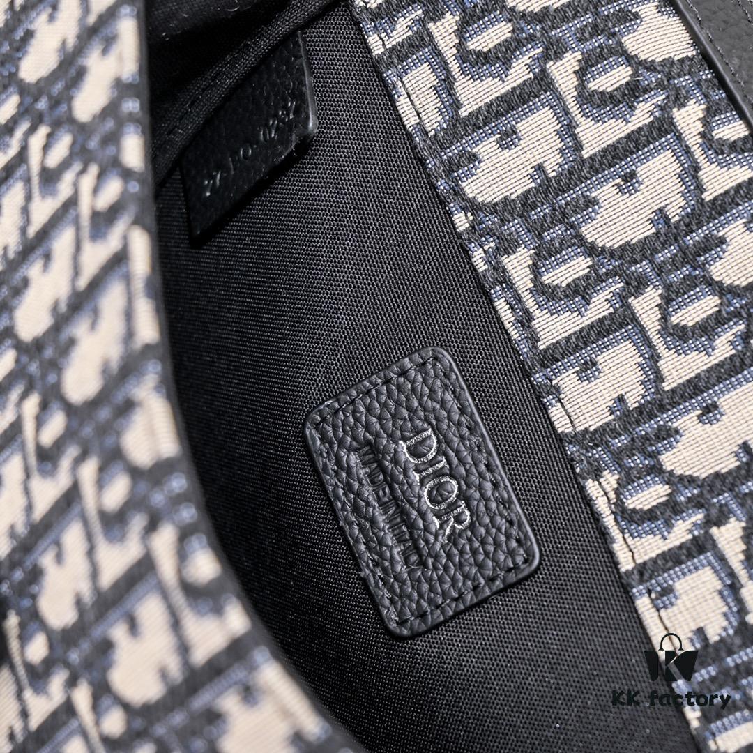 Dior Latest Men's Messenger Bag / Shoulder Bag - Blue Canvas with Leather Trim D9674