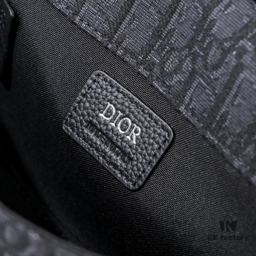 Dior Latest Men's Messenger Bag / Shoulder Bag - Gallop Model D9674 in Black Fabric with Leather Trim