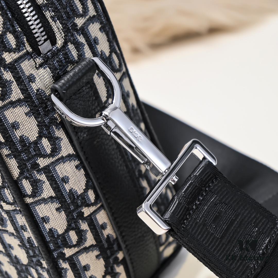 Dior Latest Men's Messenger Bag / Shoulder Bag - Beige and Black Oblique Print, Saffiano Calfskin