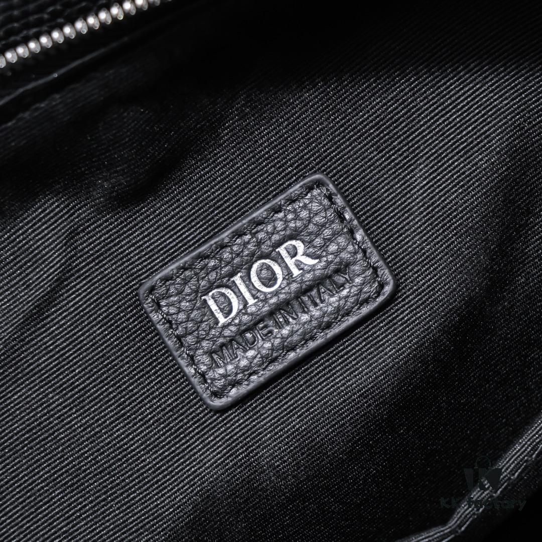 Dior Latest Men's Messenger Bag / Shoulder Bag - Black Oblique Print with Grained Calfskin