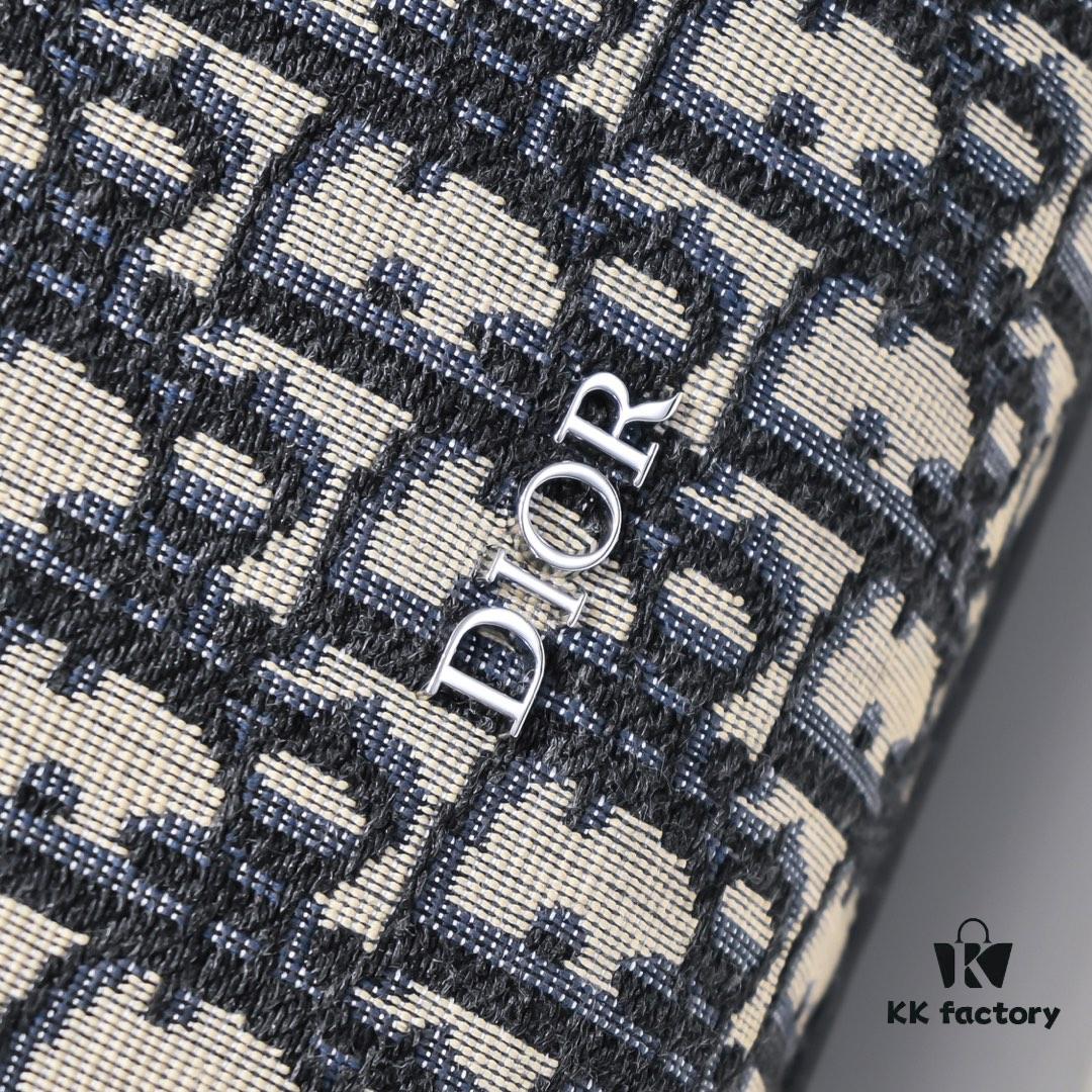 Dior Latest Men's Messenger Bag / Shoulder Bag - Beige and Black Oblique Print, Saffiano Calfskin