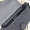 Small Men's Saddle Flap Messenger Bag in Black Fabric