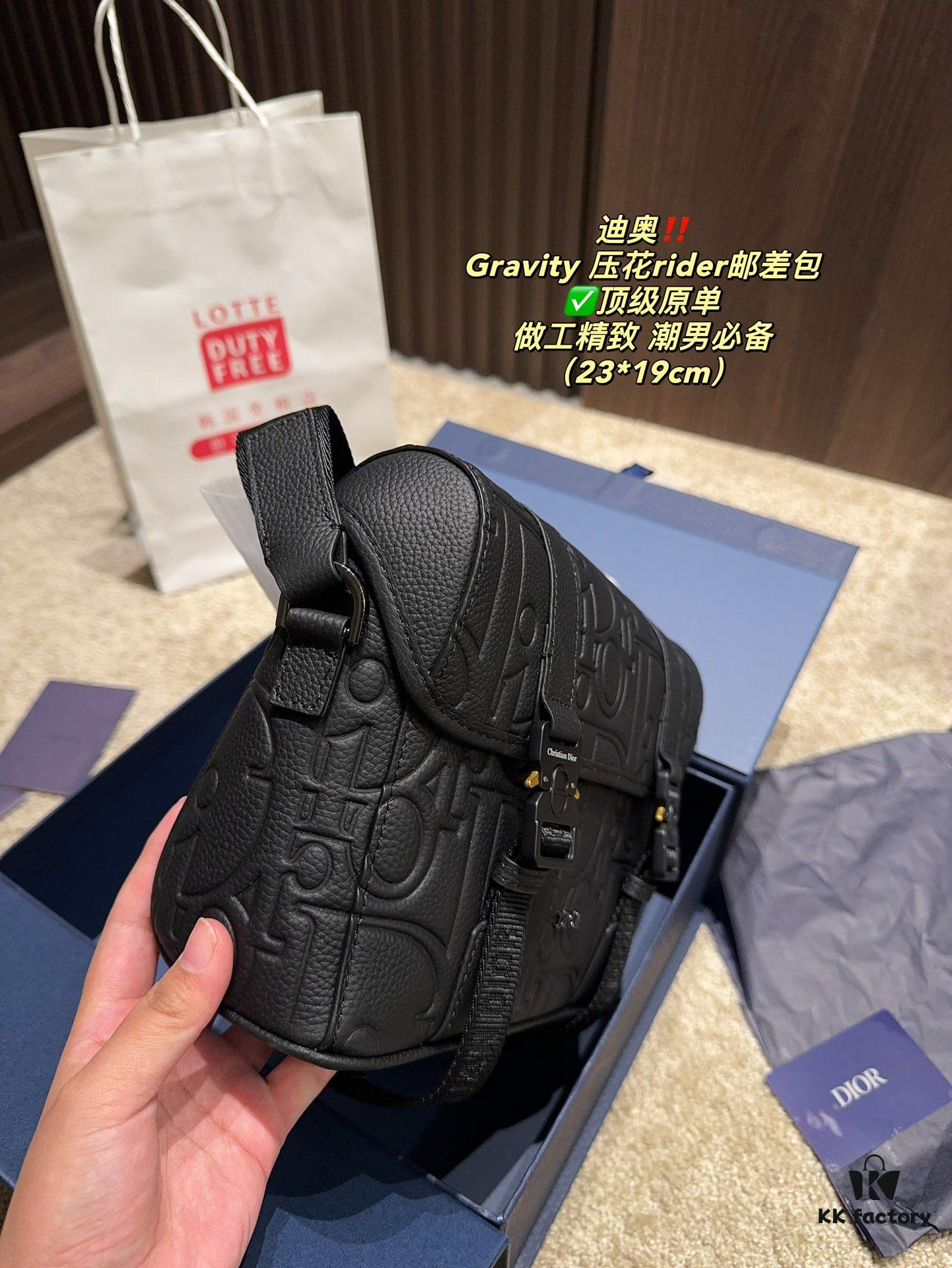 Dior Gravity Embossed Rider Sling Bag for Men, HitThe Road Style Camera Bag, Single Shoulder Crossbody Bag