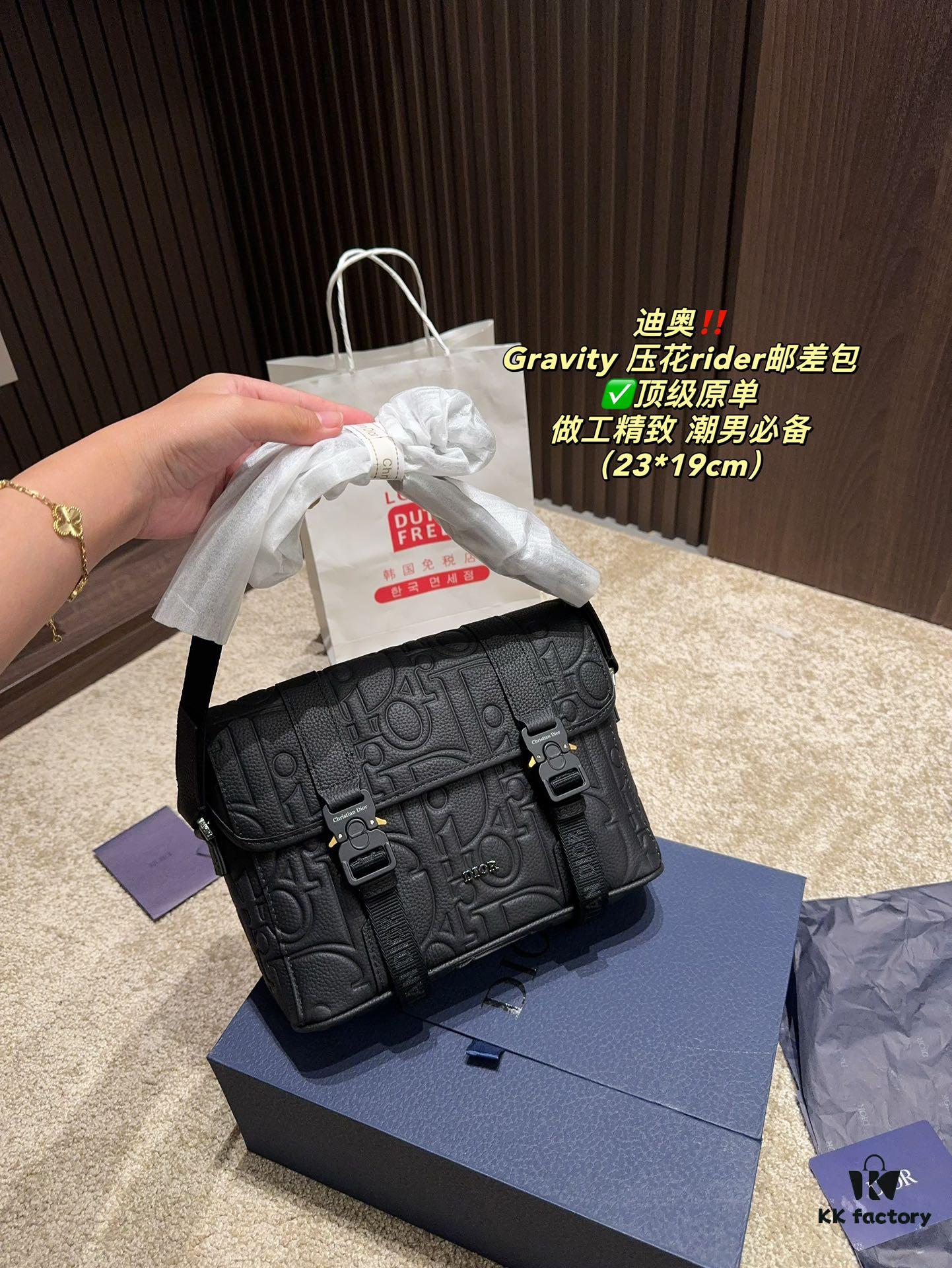 Dior Gravity Embossed Rider Sling Bag for Men, HitThe Road Style Camera Bag, Single Shoulder Crossbody Bag