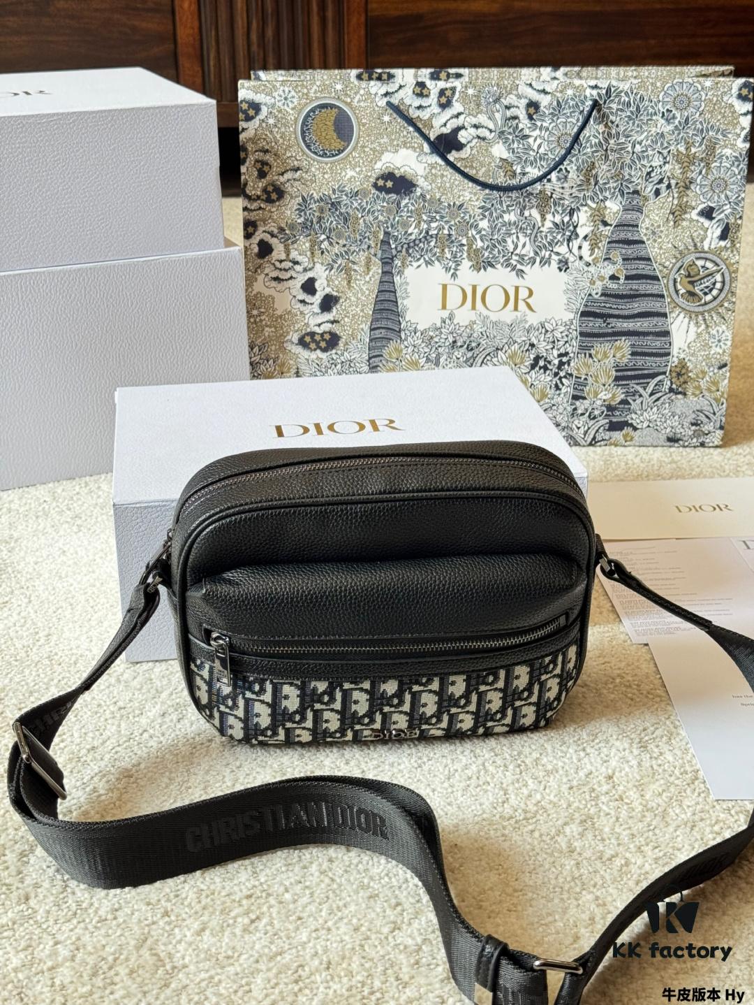 Genuine Leather Version DIOR Men's Messenger Bag