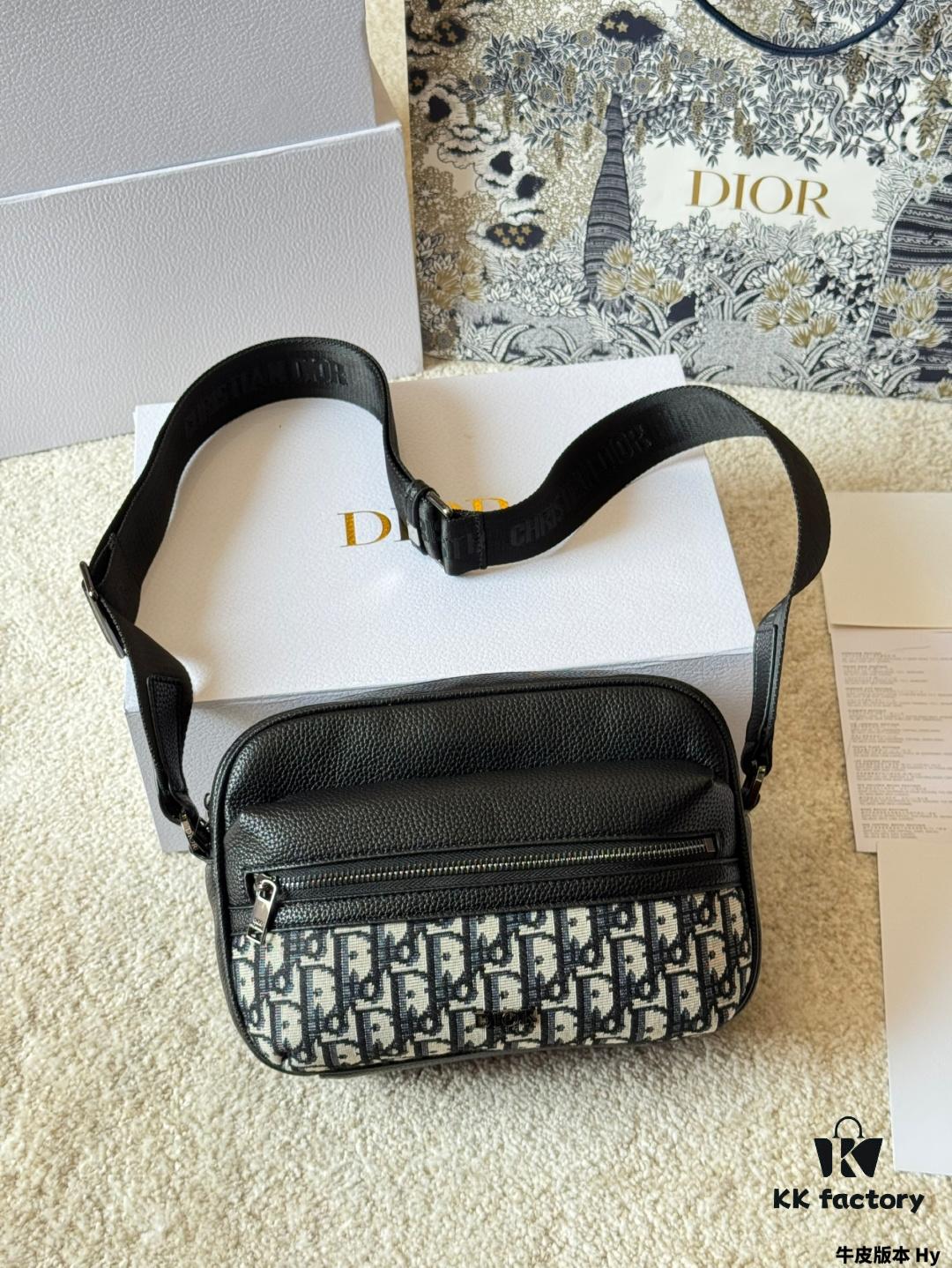 Genuine Leather Version DIOR Men's Messenger Bag