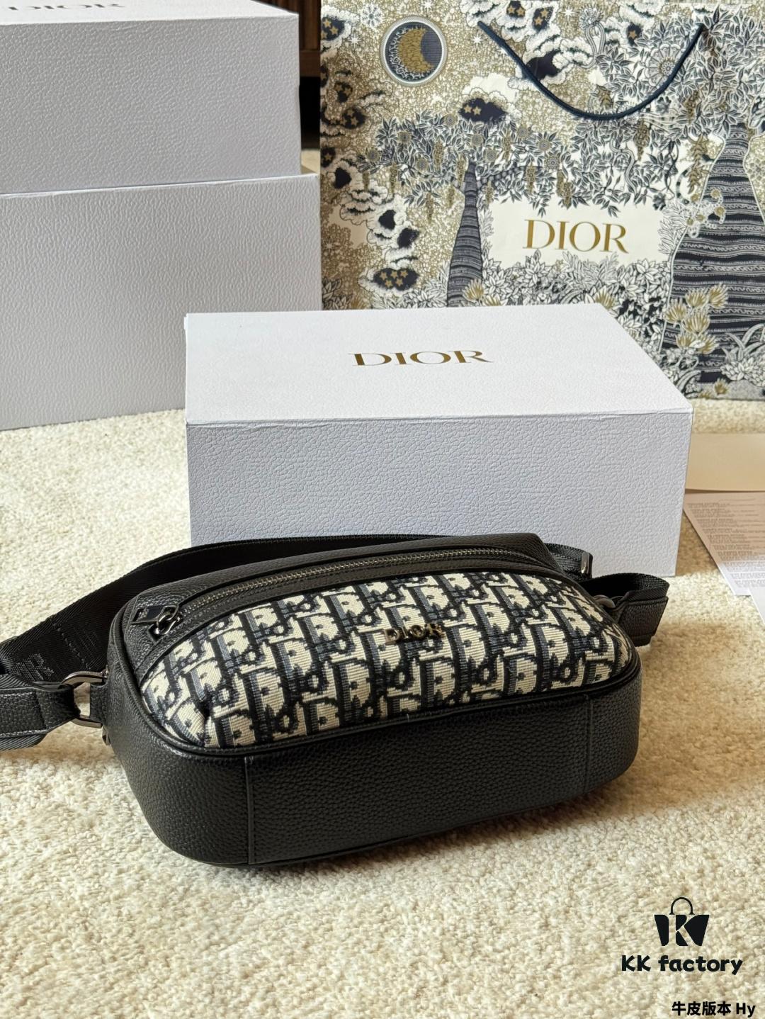 Genuine Leather Version DIOR Men's Messenger Bag