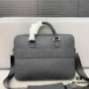 Dior Men's Leather Briefcase Laptop Bag Crossbody Handbag with Exquisite Inlay Craftsmanship, Classic and Versatile Design, Original Factory Material, High-End Quality, Includes Dust Bag, 38 x 27 cm
