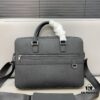 Dior Men's Leather Briefcase Laptop Bag Crossbody Handbag with Exquisite Inlay Craftsmanship, Classic and Versatile Design, Original Factory Material, High-End Quality, Includes Dust Bag, 38 x 27 cm