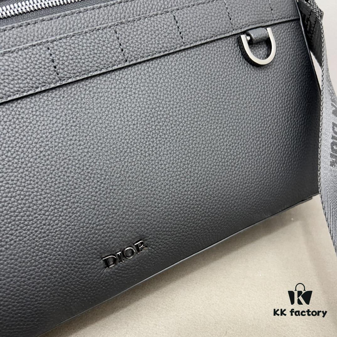 Dior Men's Leather Briefcase Laptop Bag Crossbody Handbag with Exquisite Inlay Craftsmanship, Classic and Versatile Design, Original Factory Material, High-End Quality, Includes Dust Bag, 38 x 27 cm