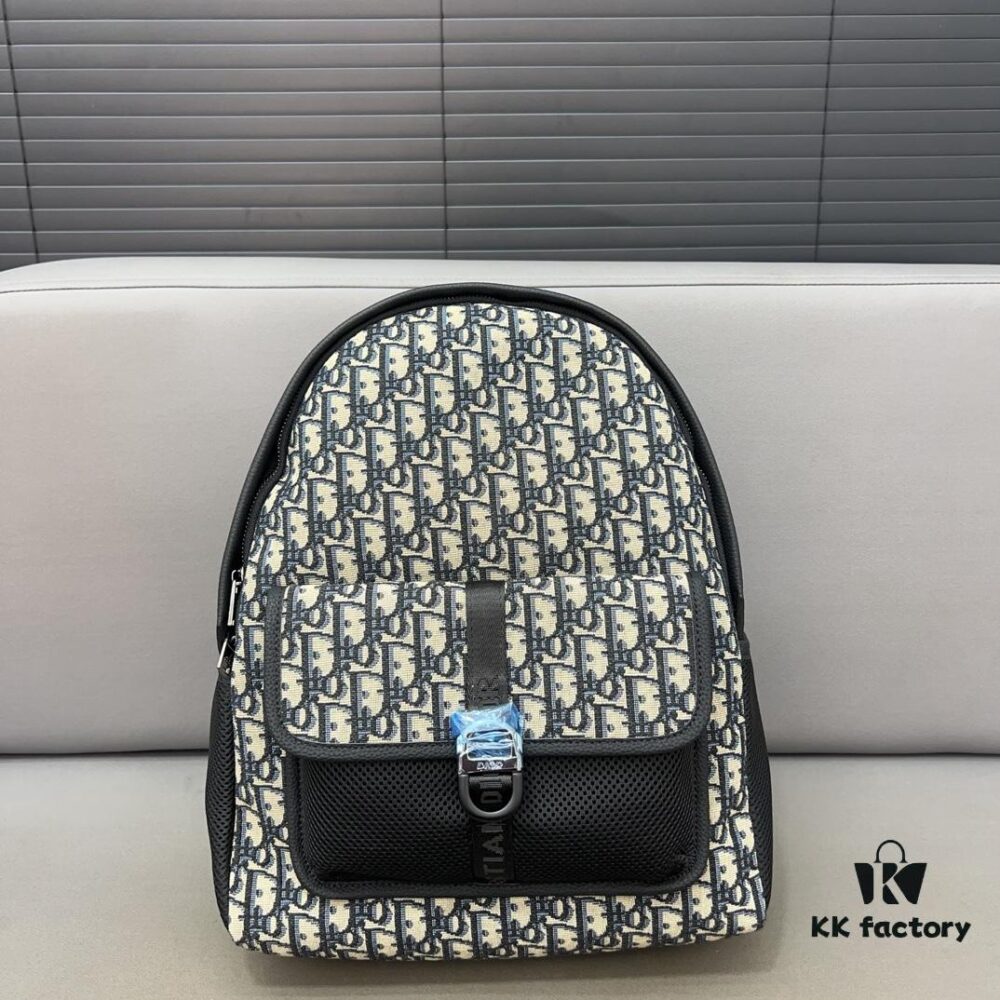 DIOR Men's Sac à dos 8 Denim Saddle Backpack, Unisex Large-Capacity Bag, Book Bag with Expert Inlay Workmanship, Classic and Versatile