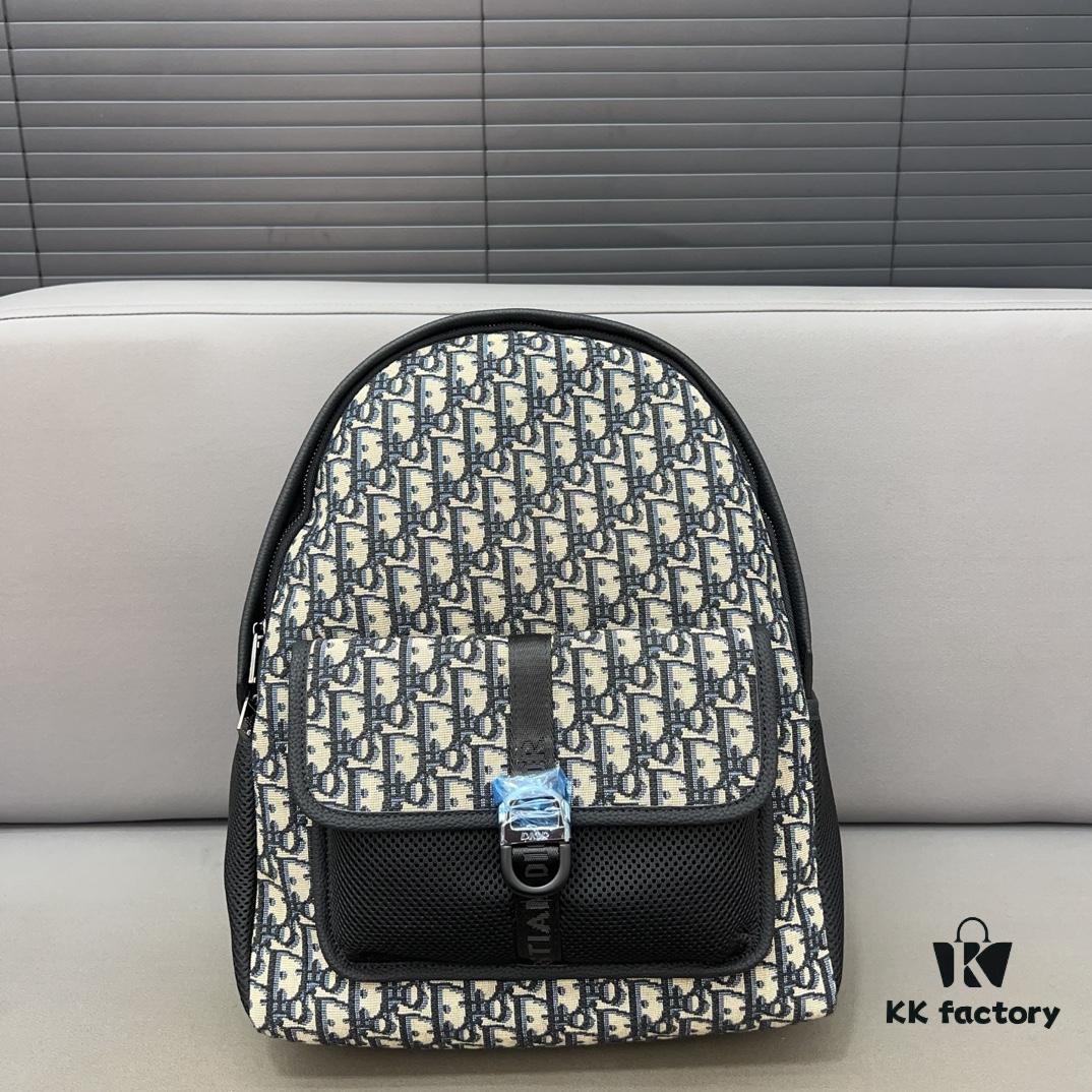 DIOR Men's Sac à dos 8 Denim Saddle Backpack, Unisex Large-Capacity Bag, Book Bag with Expert Inlay Workmanship, Classic and Versatile