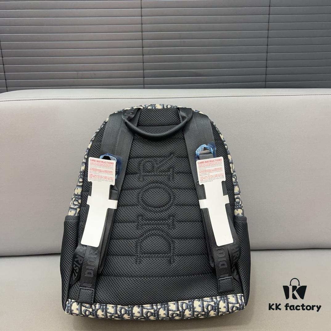 DIOR Men's Sac à dos 8 Denim Saddle Backpack, Unisex Large-Capacity Bag, Book Bag with Expert Inlay Workmanship, Classic and Versatile