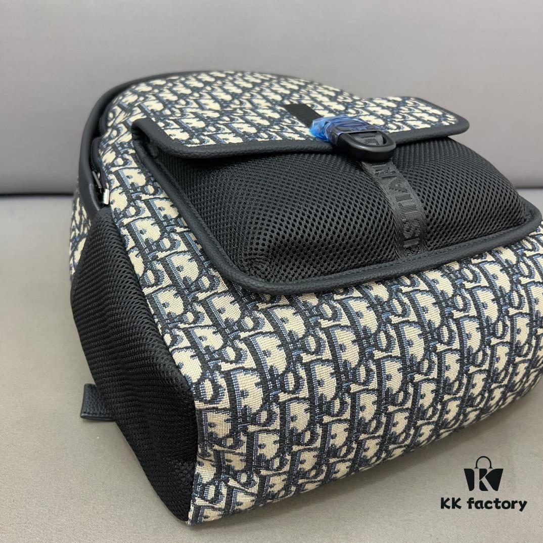 DIOR Men's Sac à dos 8 Denim Saddle Backpack, Unisex Large-Capacity Bag, Book Bag with Expert Inlay Workmanship, Classic and Versatile