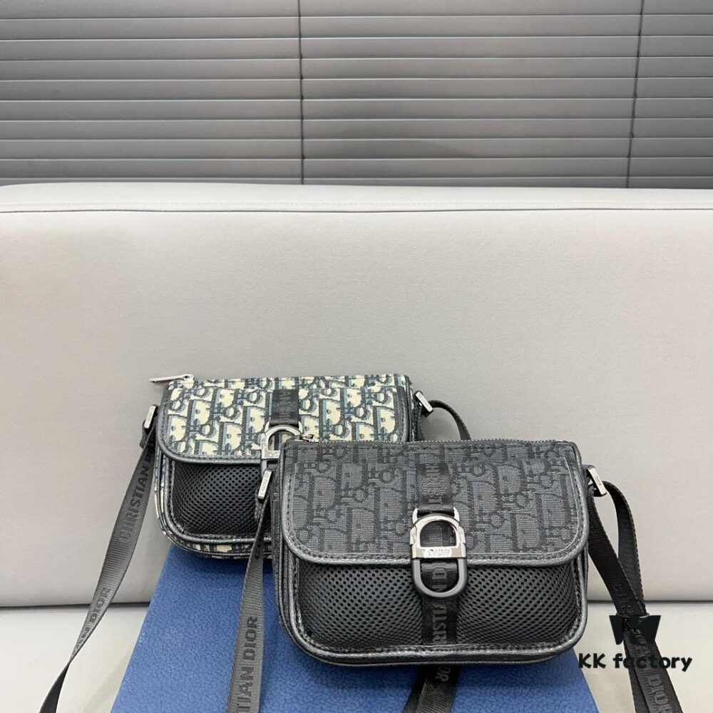 DIOR AND PARLEY Saddle Bag Unisex Crossbody Bag for Men and Women, Flap Shoulder Bag with Inlay Craftsmanship, Celebrity Must-Have Item