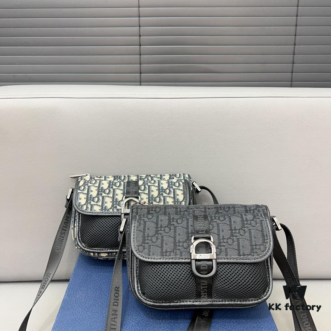 DIOR AND PARLEY Saddle Bag Unisex Crossbody Bag for Men and Women, Flap Shoulder Bag with Inlay Craftsmanship, Celebrity Must-Have Item
