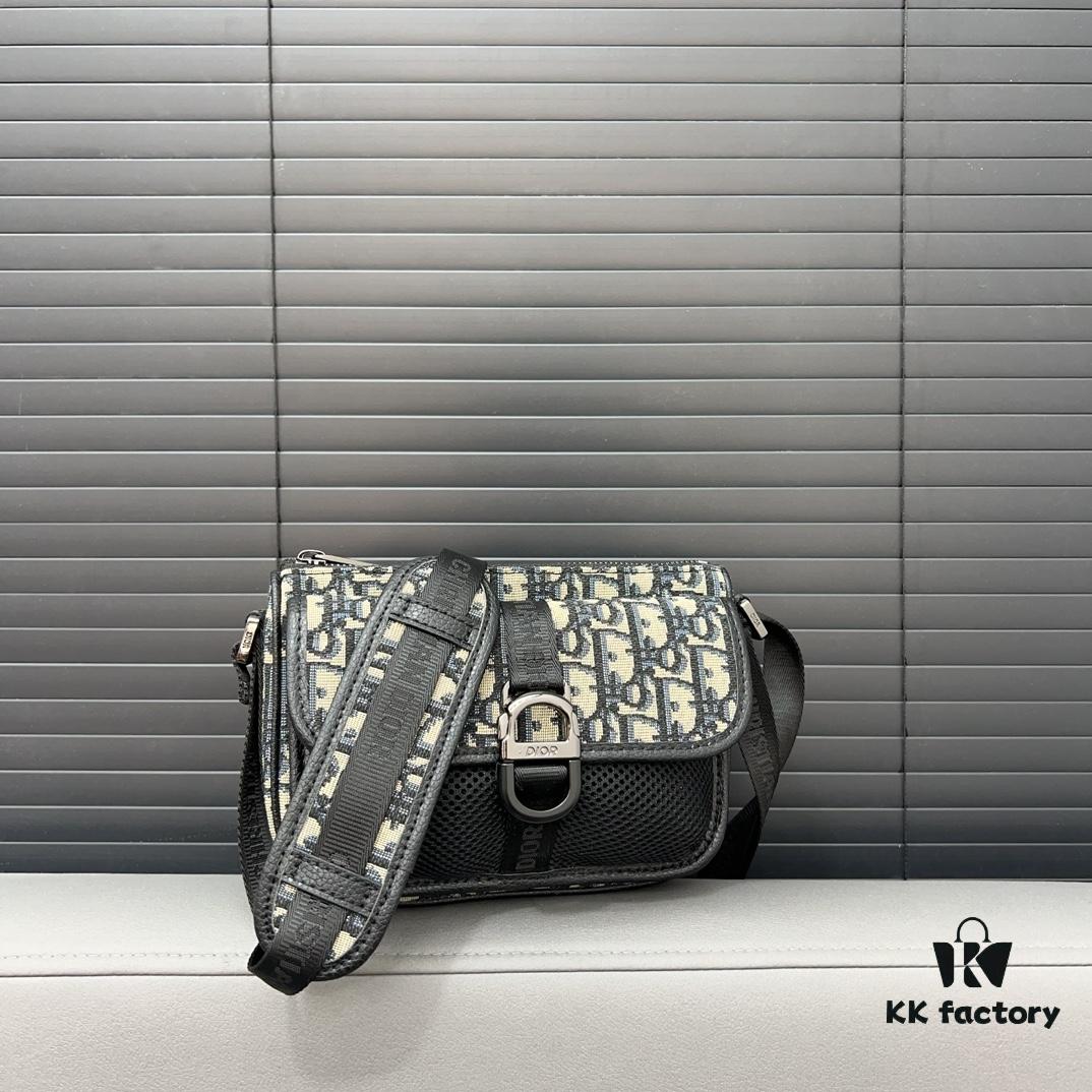 DIOR AND PARLEY Saddle Bag Unisex Crossbody Bag for Men and Women, Flap Shoulder Bag with Inlay Craftsmanship, Celebrity Must-Have Item