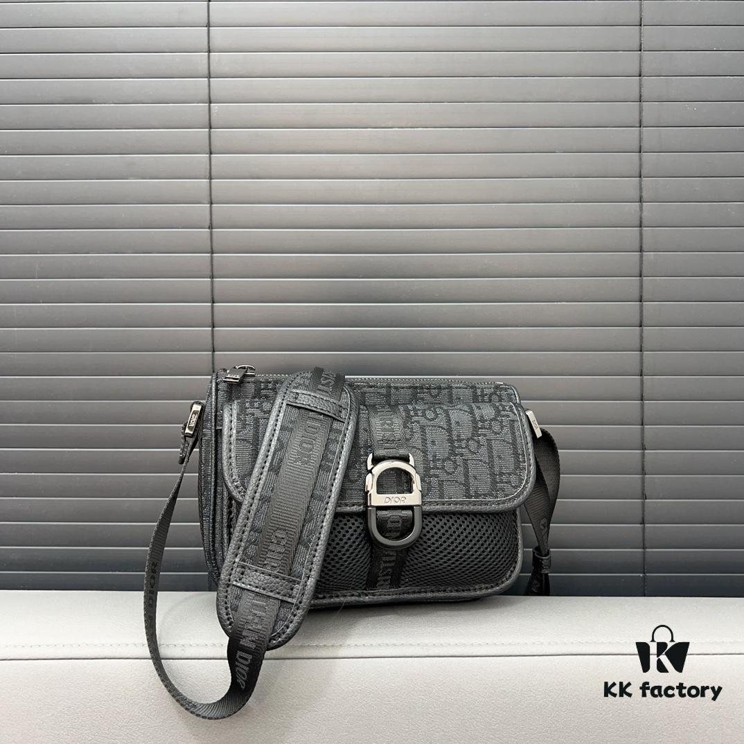 DIOR AND PARLEY Saddle Bag Unisex Crossbody Bag for Men and Women, Flap Shoulder Bag with Inlay Craftsmanship, Celebrity Must-Have Item