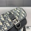 DIOR AND PARLEY Saddle Bag Unisex Crossbody Bag for Men and Women, Flap Shoulder Bag with Inlay Craftsmanship, Celebrity Must-Have Item