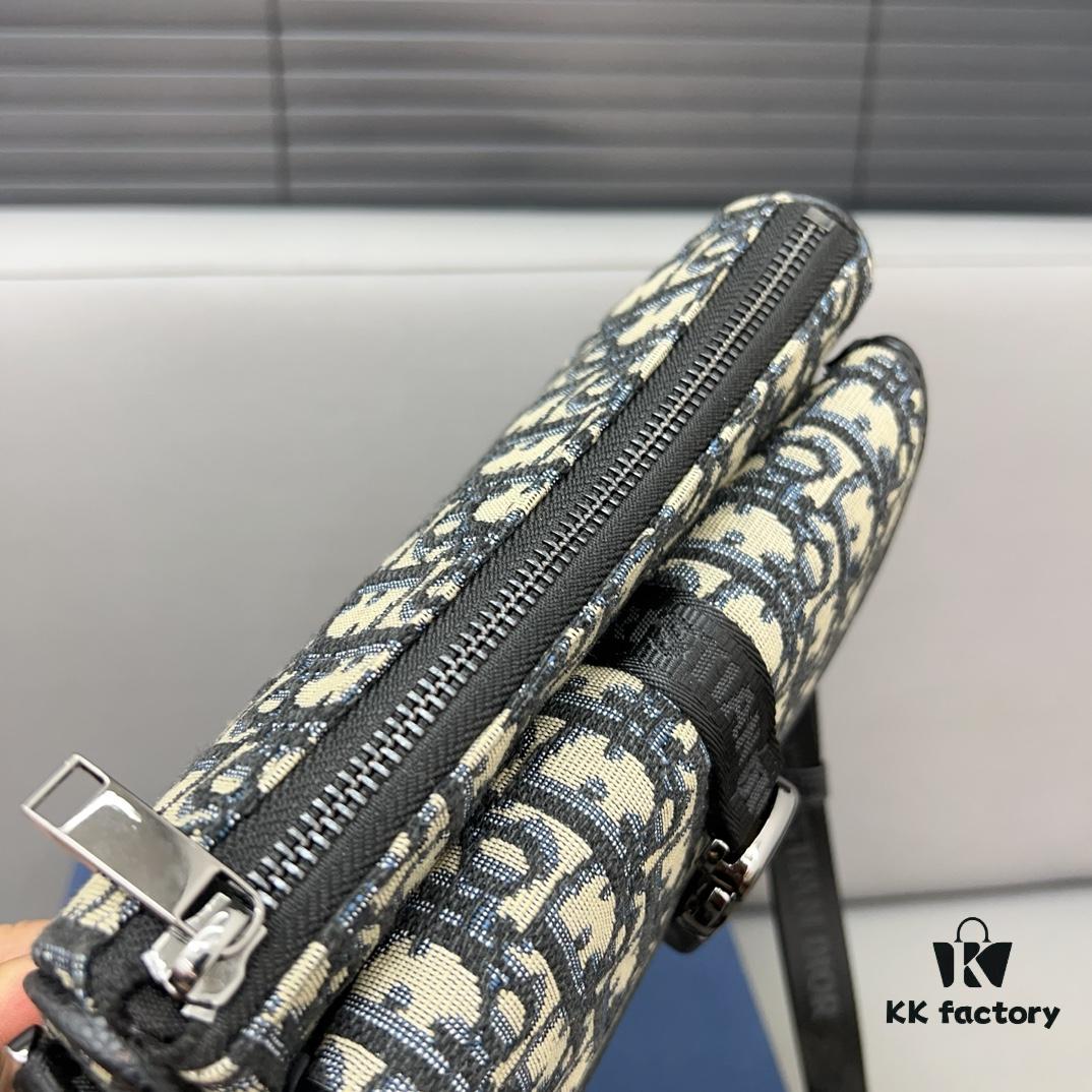 DIOR AND PARLEY Saddle Bag Unisex Crossbody Bag for Men and Women, Flap Shoulder Bag with Inlay Craftsmanship, Celebrity Must-Have Item