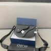 DIOR Men's Flap Shoulder Saddle Bag in Black Canvas with Leather Trim, Long Adjustable Strap, Unisex Portable Design, Celebrity Must-Have, Crafted with Precision Inlay Workmanship, Classic and Versatile