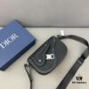 DIOR Men's Flap Shoulder Saddle Bag in Black Canvas with Leather Trim, Long Adjustable Strap, Unisex Portable Design, Celebrity Must-Have, Crafted with Precision Inlay Workmanship, Classic and Versatile