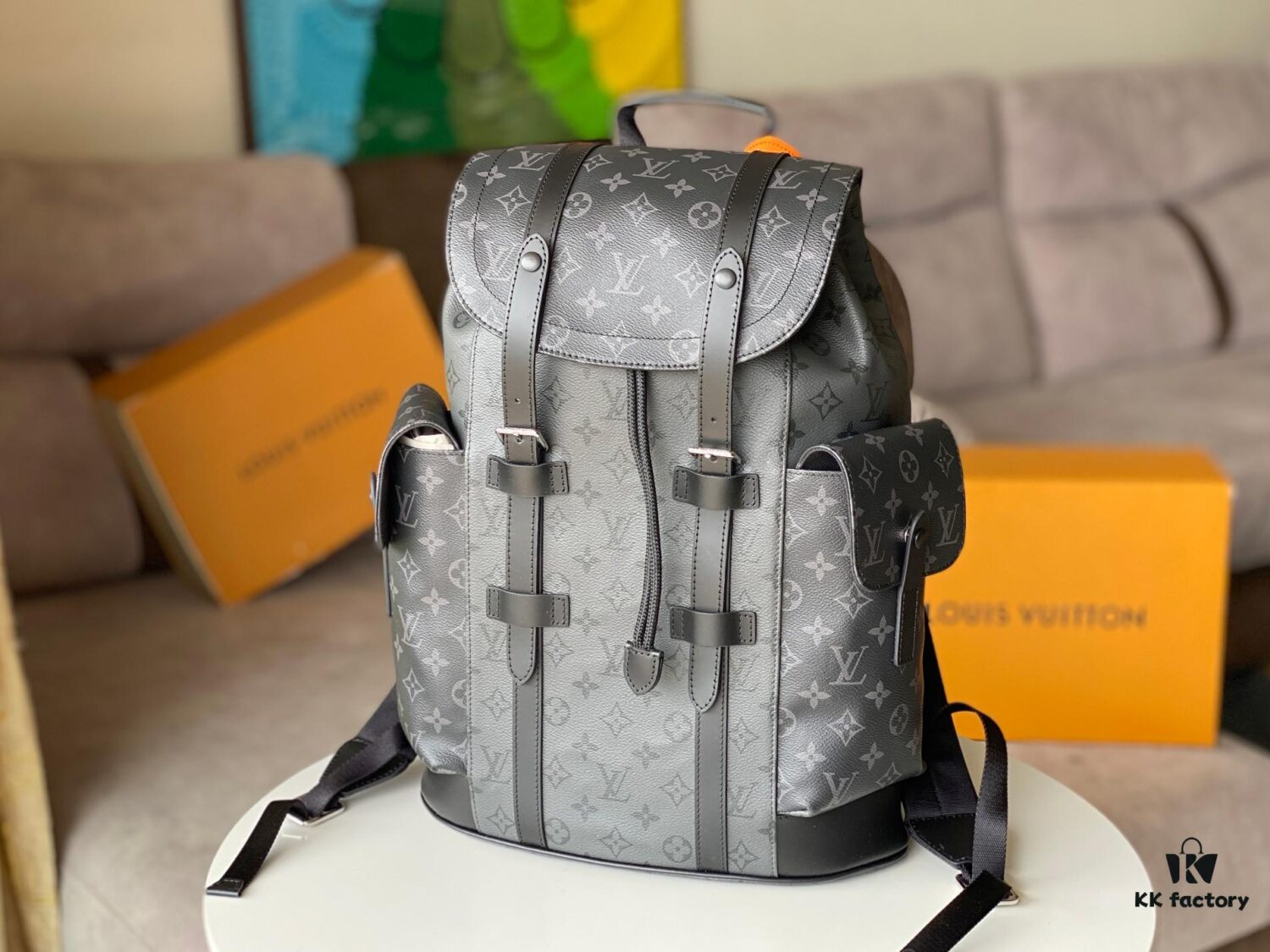 Authentic Louis Vuitton M45419 Silver Flower Backpack ✈️ Christopher Mini Backpack in Monogram Eclipse Canvas