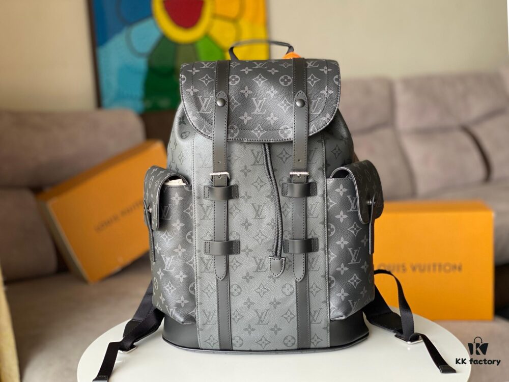 Authentic Louis Vuitton M45419 Silver Flower Backpack ✈️ Christopher Mini Backpack in Monogram Eclipse Canvas