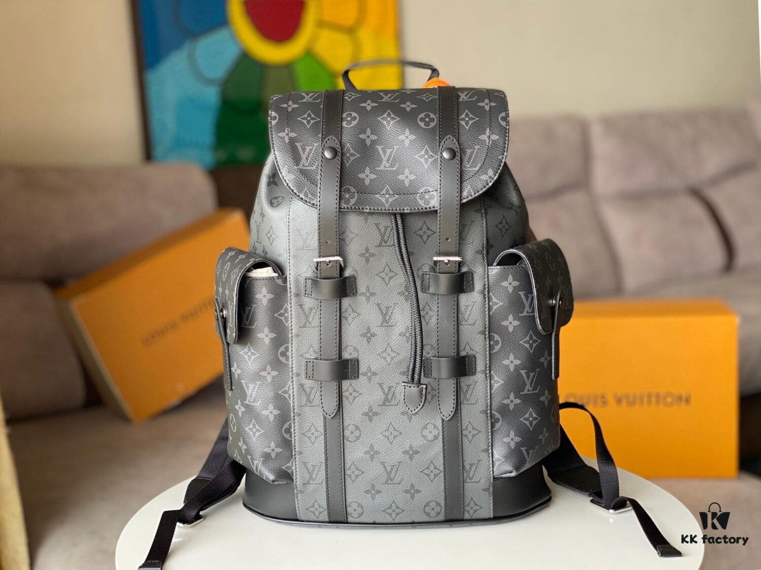 Authentic Louis Vuitton M45419 Silver Flower Backpack ✈️ Christopher Mini Backpack in Monogram Eclipse Canvas
