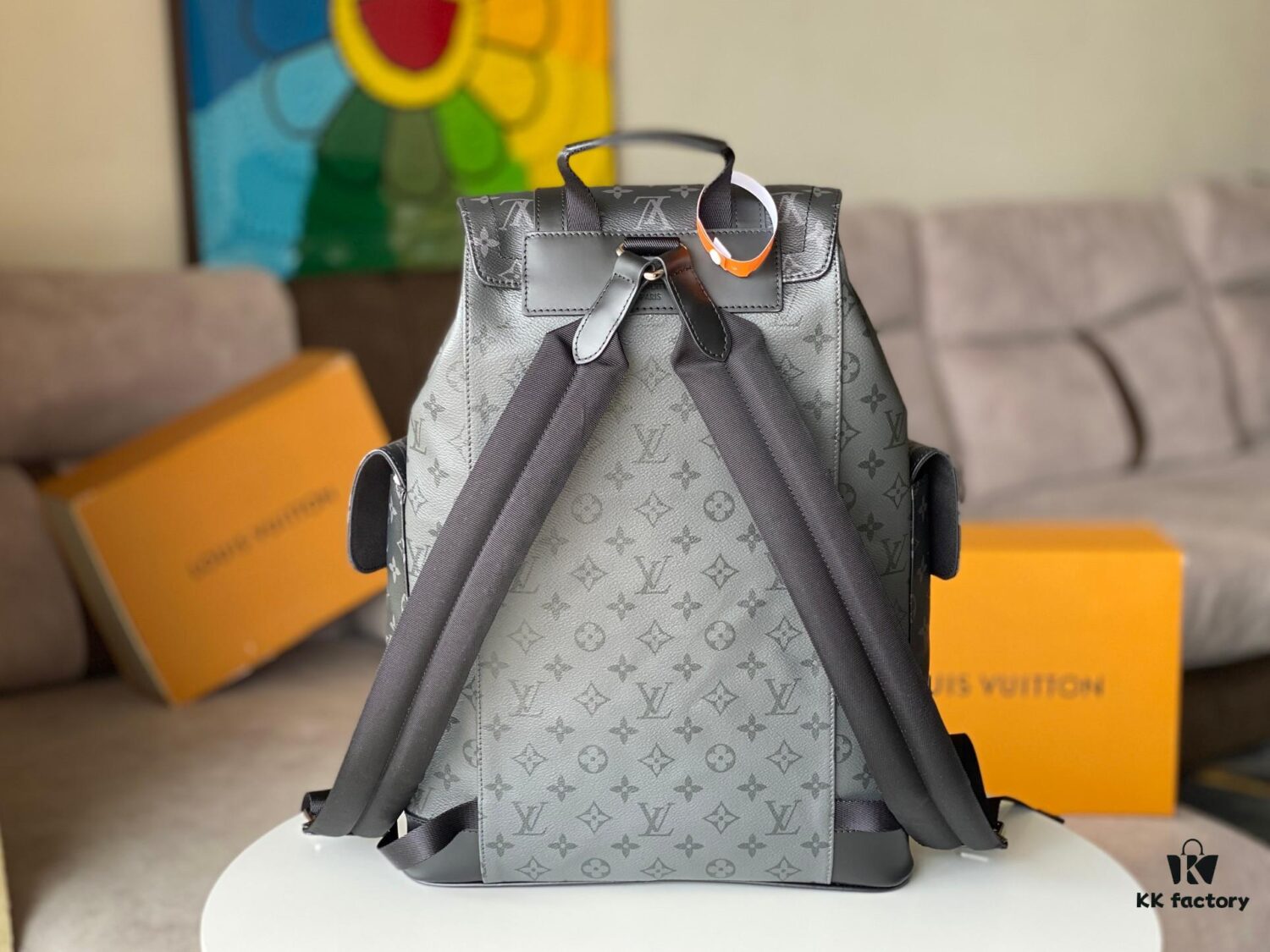 Authentic Louis Vuitton M45419 Silver Flower Backpack ✈️ Christopher Mini Backpack in Monogram Eclipse Canvas