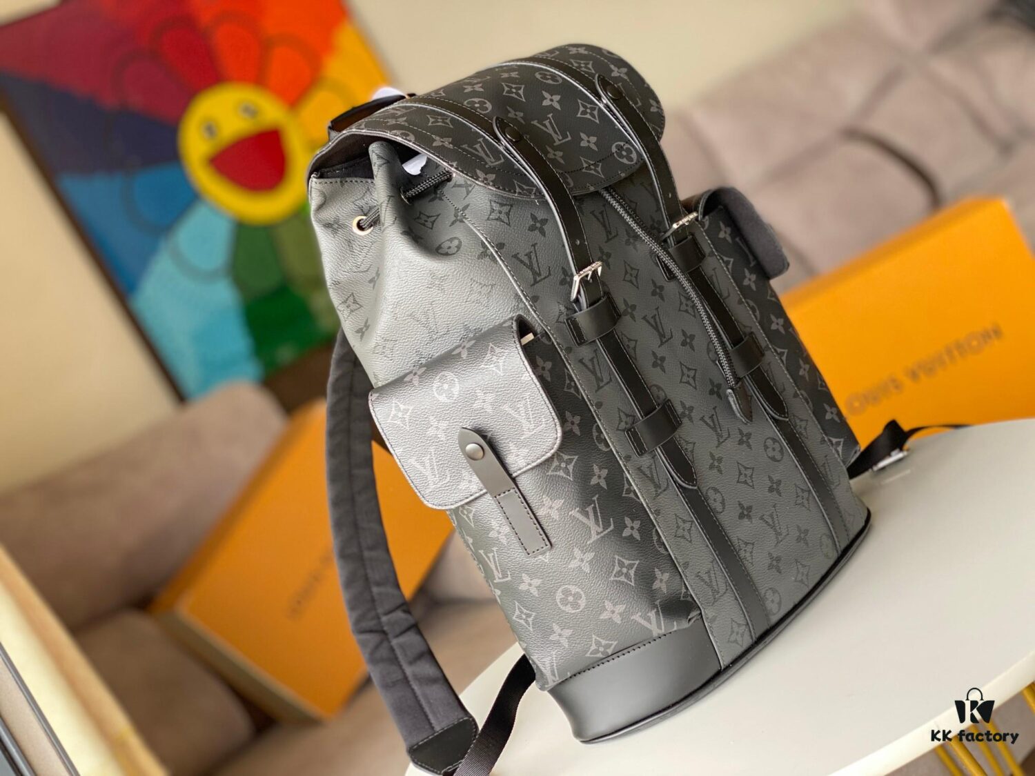 Authentic Louis Vuitton M45419 Silver Flower Backpack ✈️ Christopher Mini Backpack in Monogram Eclipse Canvas