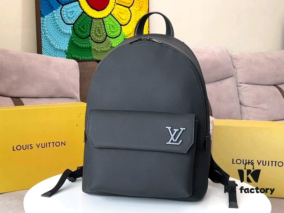 Top-Quality Original Stock, Full-Grain Calfskin Leather, Chip-Encoded Model: M57079 Black New Aerogram Backpack