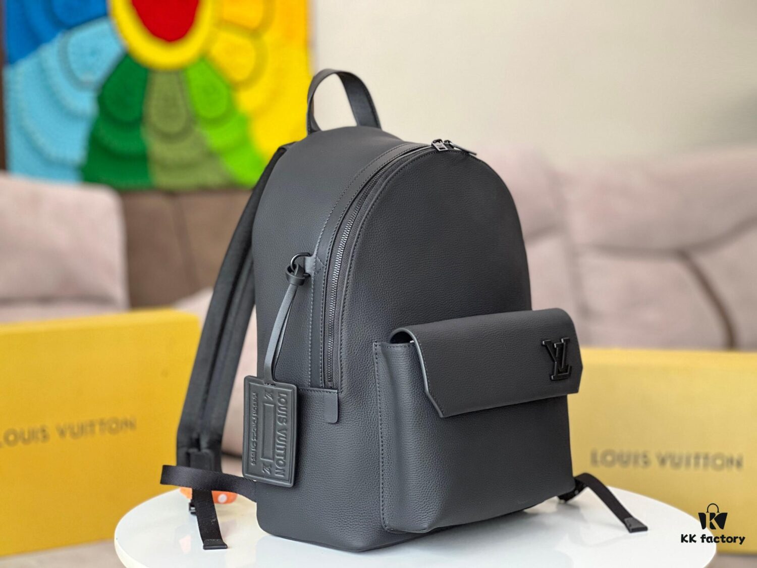 Top-Quality Original Stock - Full-Grain Calfskin Aerogram Backpack with Chip Encoding, Model M57079 Black