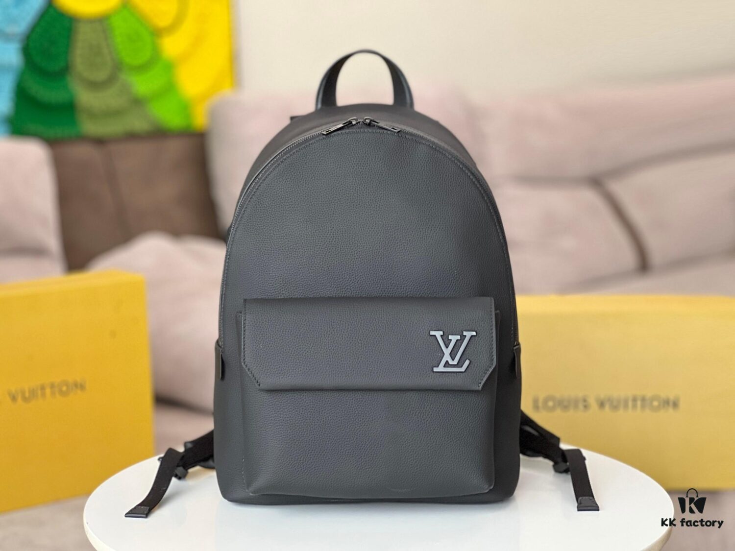 Top-Quality Original Stock - Full-Grain Calfskin Aerogram Backpack with Chip Encoding, Model M57079 Black
