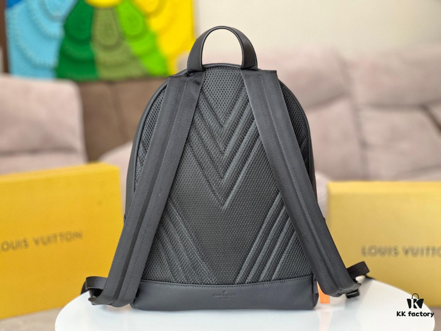 Top-Quality Original Stock - Full-Grain Calfskin Aerogram Backpack with Chip Encoding, Model M57079 Black
