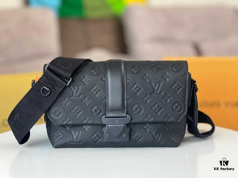 S-Cape Messenger Bag in M23741 Monogram Embossed Taurillon Cowhide Leather (M46794 Black Pattern)