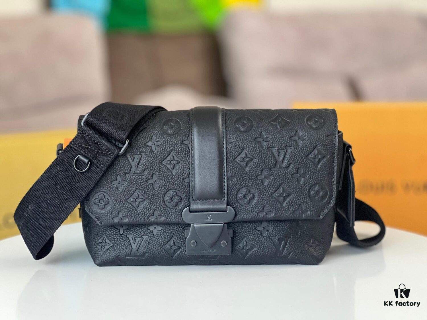 S-Cape Messenger Bag in M23741 Monogram Embossed Taurillon Cowhide Leather (M46794 Black Pattern)