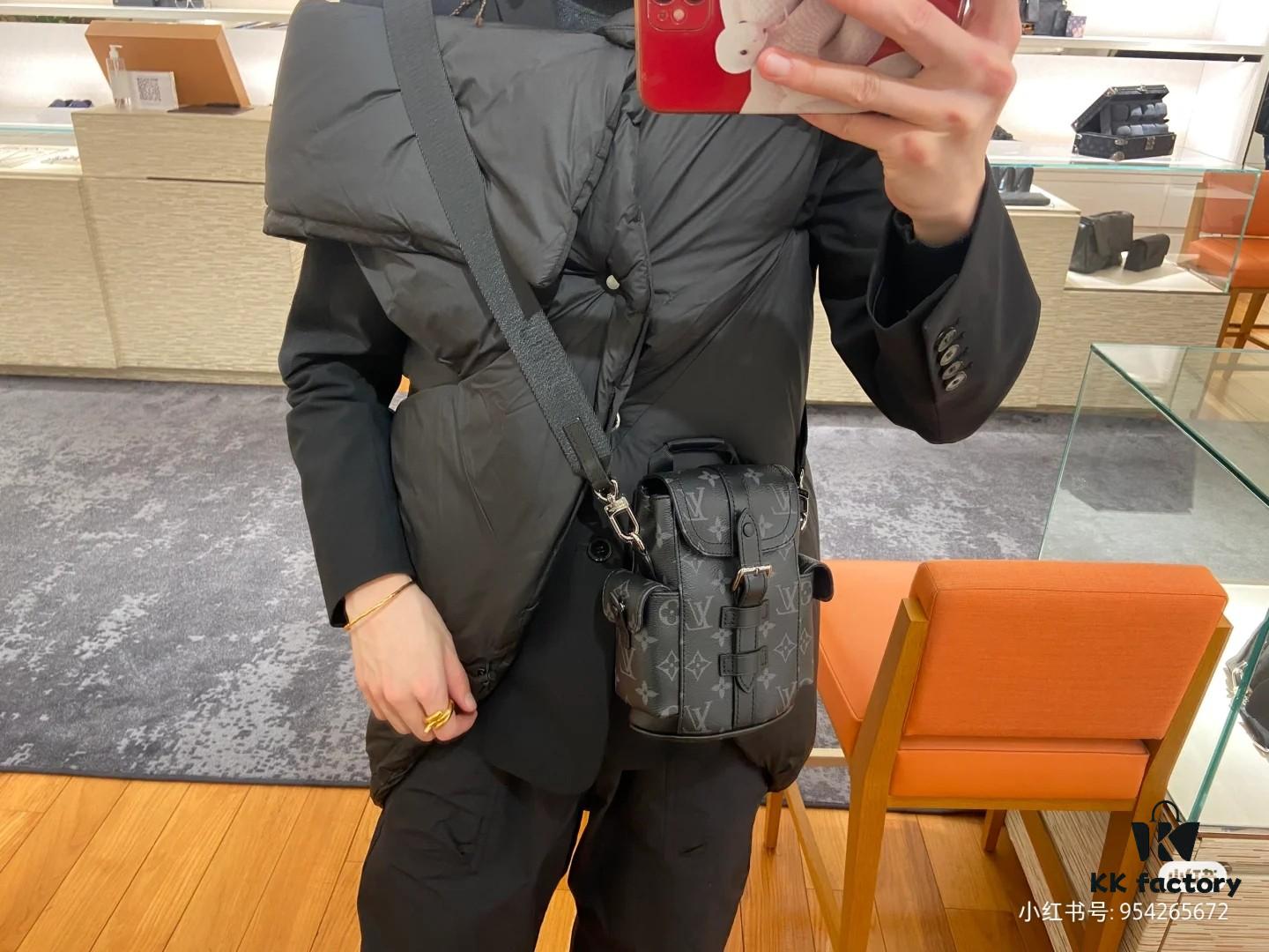 Original Chip Version 💥 Model: M82769 Black Flower Nano Christopher Bag