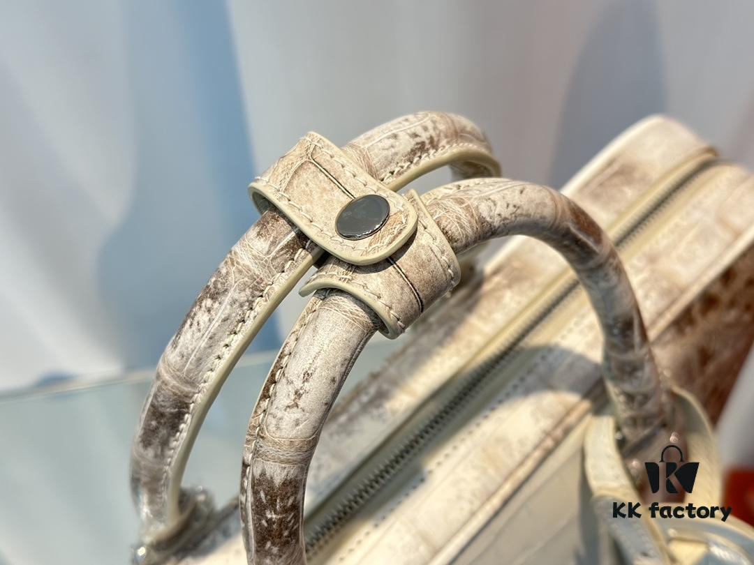 LV Same-Style Men's Briefcase Made from Himalayan Crocodile Belly with Lambskin Lining, Himalayan Collection