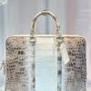 LV Same-Style Men's Briefcase Made from Himalayan Crocodile Belly with Lambskin Lining, Himalayan Collection