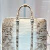 LV Same-Style Men's Briefcase Made from Himalayan Crocodile Belly with Lambskin Lining, Himalayan Collection