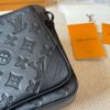 Genuine Leather Version LV Men's Three-in-One Black Warrior Trio Messenger Bag