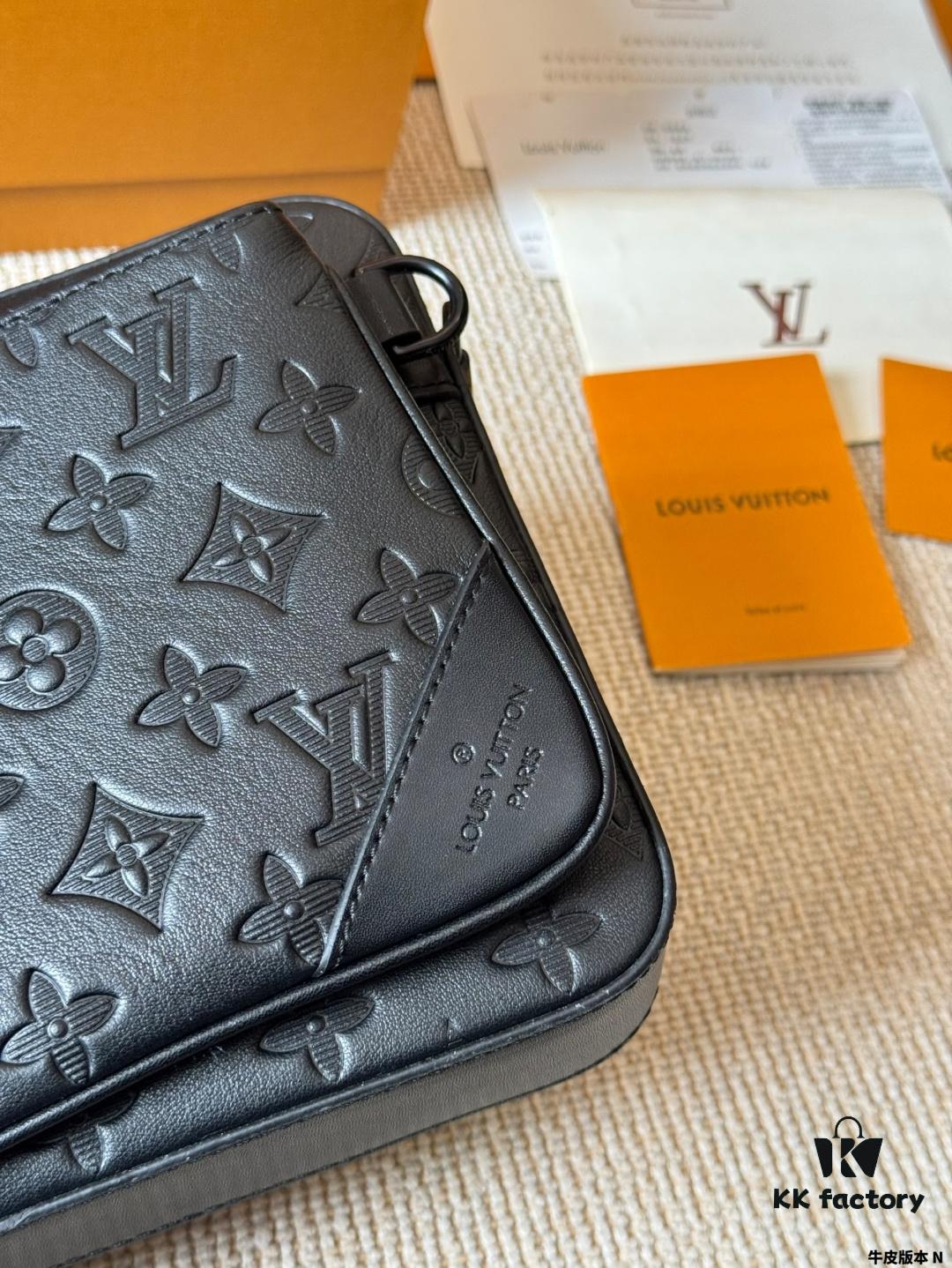 Genuine Leather Version LV Men's Three-in-One Black Warrior Trio Messenger Bag