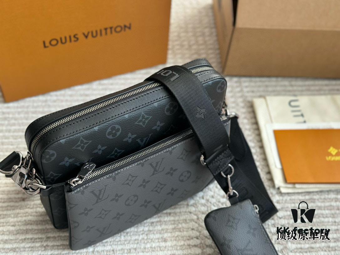 Top Quality Original LV Men's Triple Combo 'Black Samurai' Three-Piece Set Trio Messenger Bag