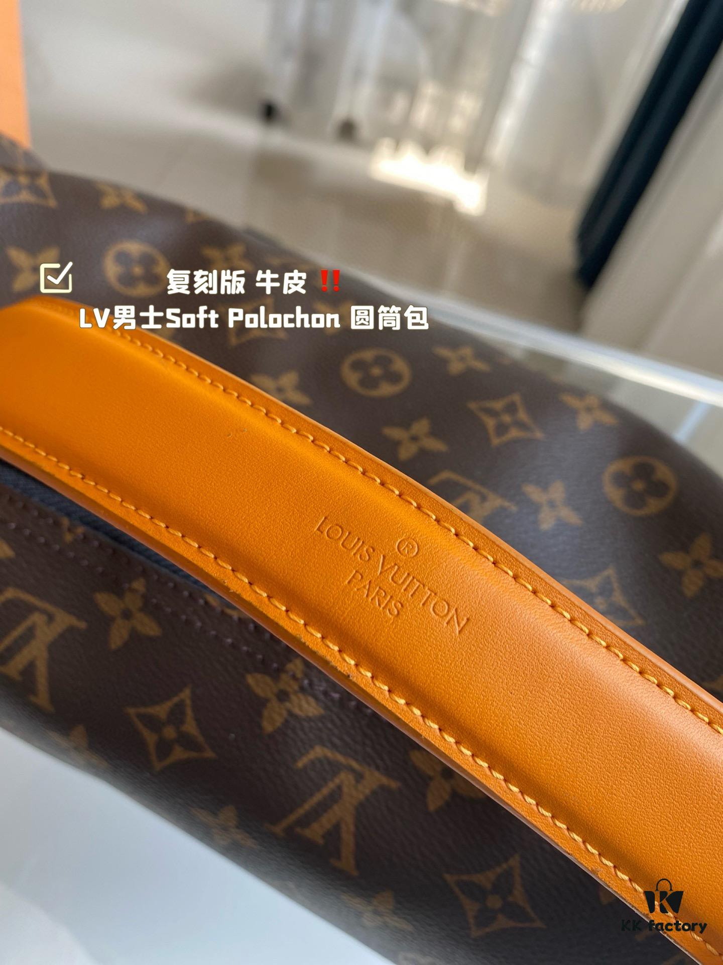 Replica Cowhide LV Men's Soft Polochon Cylindrical Bag