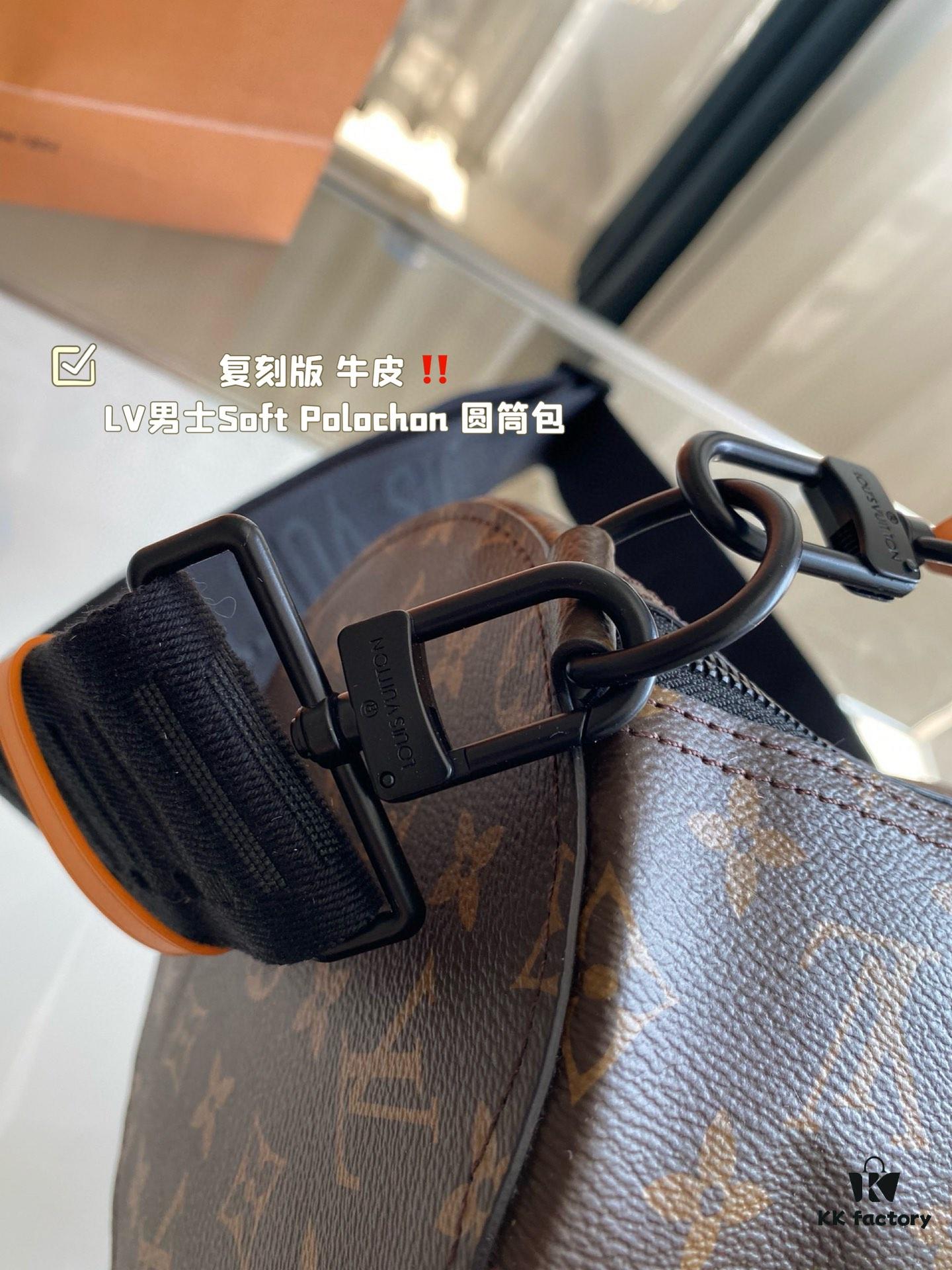 Replica Cowhide LV Men's Soft Polochon Cylindrical Bag